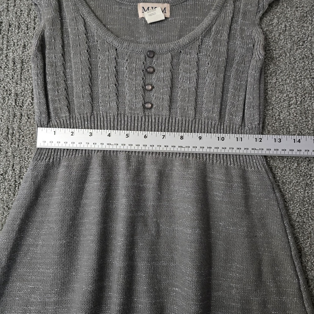 MKM Designs Y2K Gray Metallic Knit Empire Waist Sweater Top Women's M Cottage - Picture 3 of 6